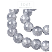 8mm Round Baking Crackle Glass Beads Strand
