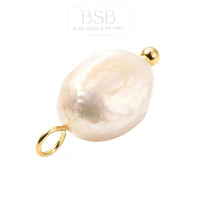 Freshwater Pearl with Brass Wire Pendant, 18K Gold Plated
