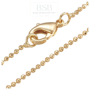 Brass 1.2mm Ball Gold Plated 18K Chain Necklace