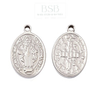 Stainless Steel Saint Benedict Medal Pendant
