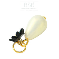 Plastic Imitation Pearl with Flower Teardrop Pendant Stainless Steel