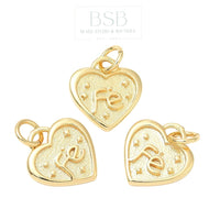 Brass Fe Heart Medal, Gold Plated 18K
