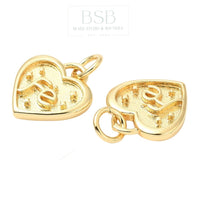 Brass Fe Heart Medal, Gold Plated 18K
