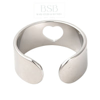 Stainless Steel Heart Cuff Ring
