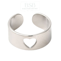 Stainless Steel Heart Cuff Ring
