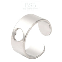 Stainless Steel Heart Cuff Ring
