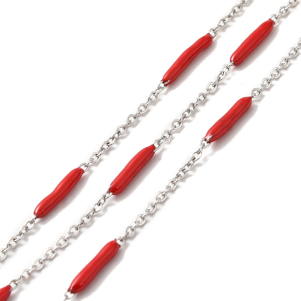 Enamel Column Link Stainless Steel Chain – Low Price Beads by I Love Beads,  LLC