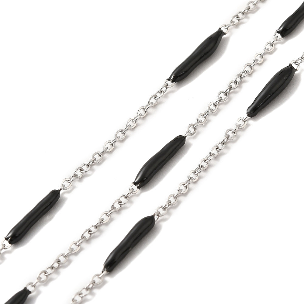 Enamel Column Link Stainless Steel Chain – Low Price Beads by I Love Beads,  LLC