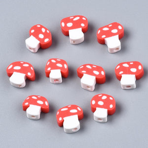 Mushroom Polymer Clay Beads (10pcs)