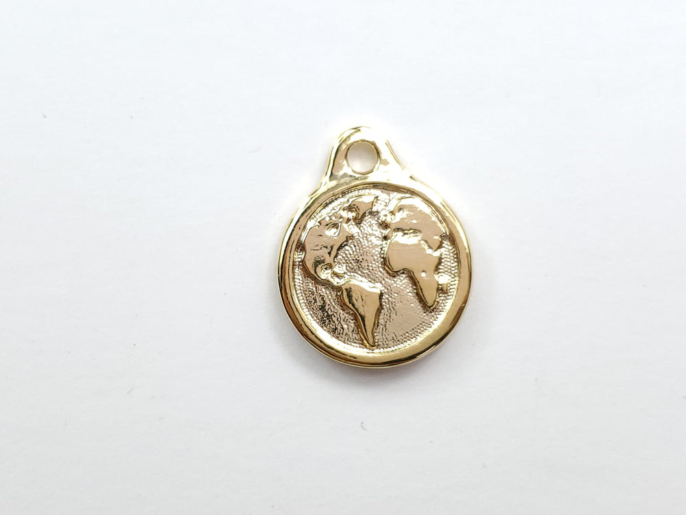 World Map Gold Filled Pendant