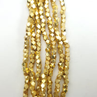 3mm Cube Faceted Gold Plated Beads Strand