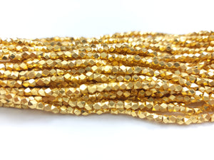 3mm Cube Faceted Gold Plated Beads Strand