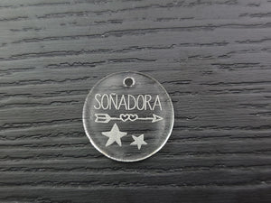 Flat Round Spanish Message Acrylic Pendant