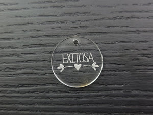 Flat Round Spanish Message Acrylic Pendant
