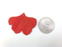 Spray Painted Rubberized Ginkgo Leaf Acrylic Beads (2pcs)
