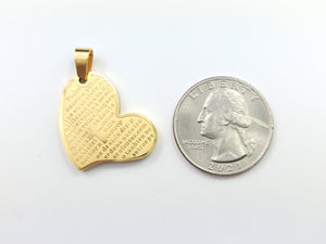 Stainless Steel Padre Nuestro Heart Pendant