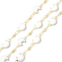 Brass Enamel Moon Handmade Chain Long-Lasting Plated
