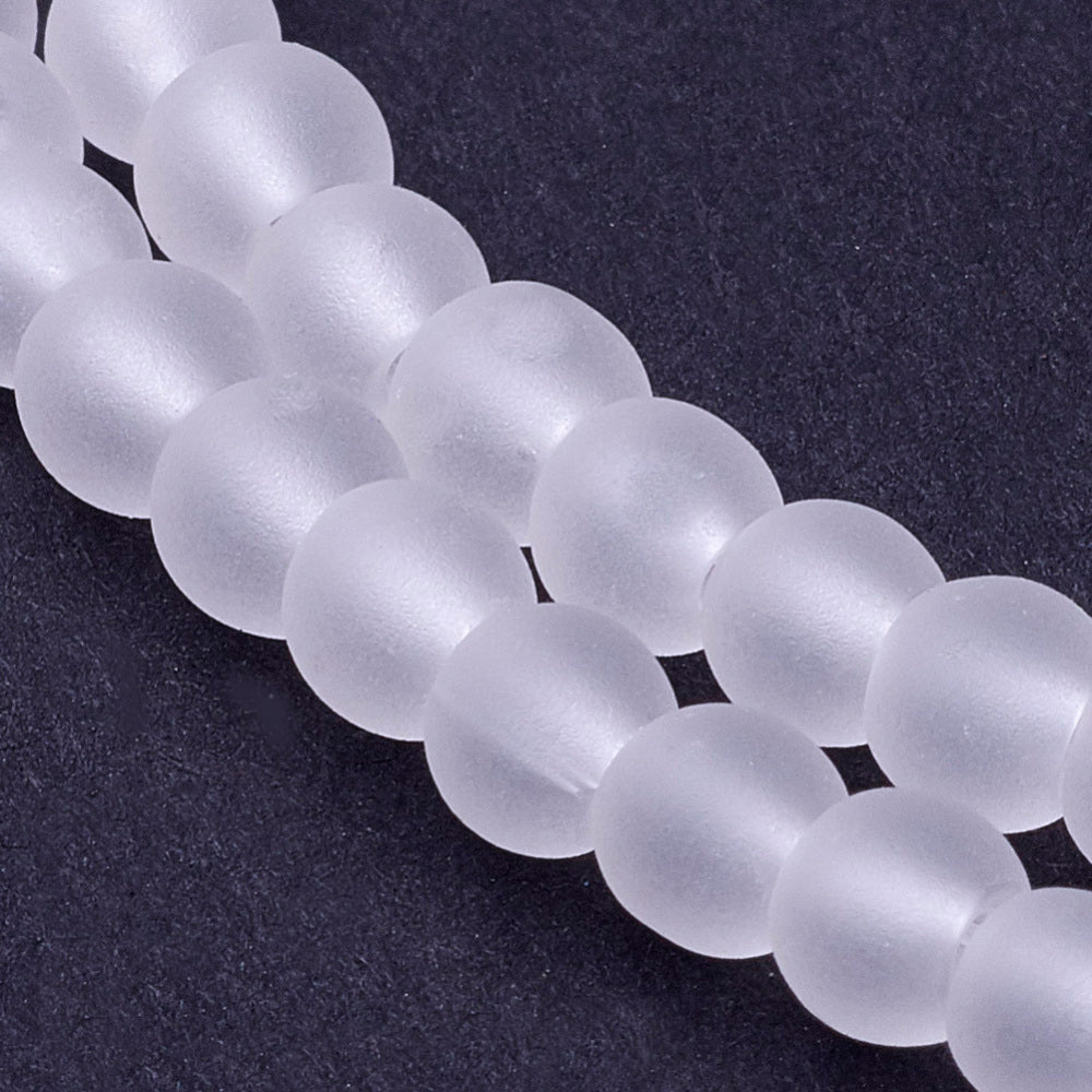 4mm Round Frosted Glass Beads Strand