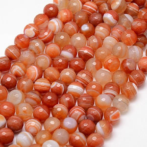 10mm Natural Stripe Faceted Agate Beads Strands
