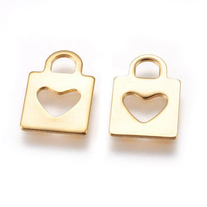 Stainless Steel Padlock with Heart Pendant