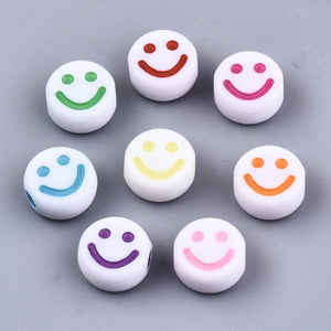 Acrylic Happy Face Round Beads (10pcs)