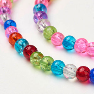 4mm Round Crackle Glass Beads Strand