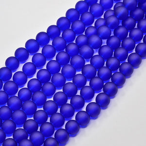 6mm Round Frosted Glass Beads Strand