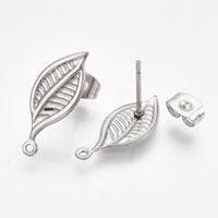 Stainless Steel Leaf Stud Earring (2pcs)
