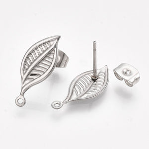 Stainless Steel Leaf Stud Earring (2pcs)