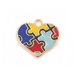 Autism Heart Jigsaw Gold Plated Pendant