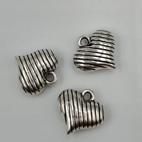 Heart with Lines Pendant 3pcs