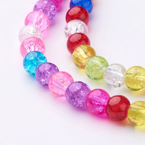 6mm Round Crackle Glass Beads Strand