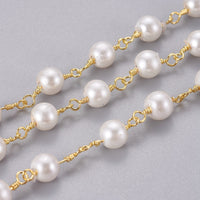 Brass Handmade with Pearl Chain Gold Plated, 18K
