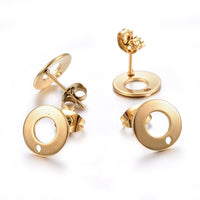 Stainless Steel Flat Round Stud Earring (2pcs)