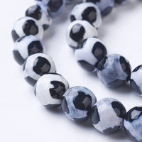 10mm Natural Faceted Giraffe Pattern Agate Beads Strand
