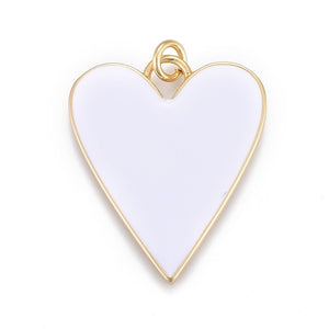 Heart Enamel Pendant, Gold Plated 18K